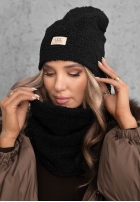 Set Mütze i szalik z kożuszkiem Winter Lady Schwarz
