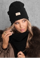 Set Mütze i szalik z kożuszkiem Winter Lady Schwarz