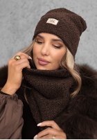 Set Mütze i szalik z kożuszkiem Winter Lady Schwarz