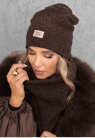 Set Mütze i szalik z kożuszkiem Winter Lady Schwarz