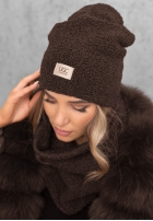 Set Mütze i szalik z kożuszkiem Winter Lady Schwarz
