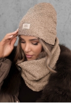 Set Mütze i szalik z kożuszkiem Winter Lady Schwarz