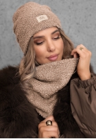 Set Mütze i szalik z kożuszkiem Winter Lady Schwarz