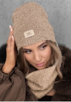 Set Mütze i szalik z kożuszkiem Winter Lady Schwarz