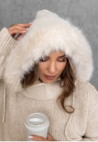 Schlauchschal balaclava z futerkiem Winter Crush Mokkafarben