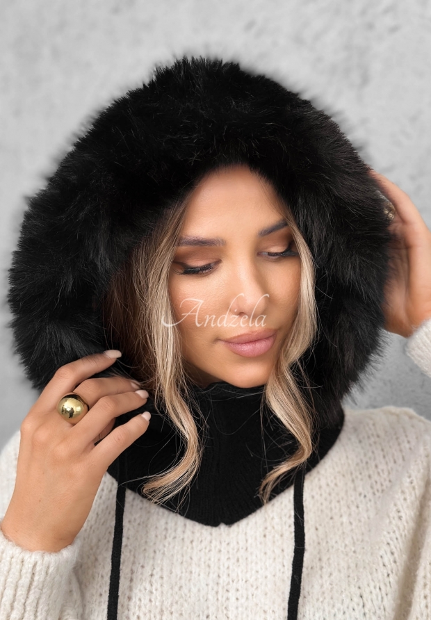 Balaclava-Schlauchschal mit Kunstfell Winter Crush Schwarz