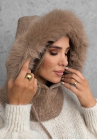 Schlauchschal balaclava z futerkiem Winter Crush Mokkafarben
