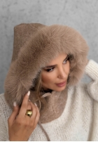 Schlauchschal balaclava z futerkiem Winter Crush Mokkafarben