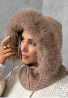 Schlauchschal balaclava z futerkiem Winter Crush Mokkafarben