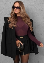 Bluse longsleeve z golfem Soft And Warm Schokoladenbraun