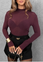 Bluse longsleeve z golfem Soft And Warm Schokoladenbraun