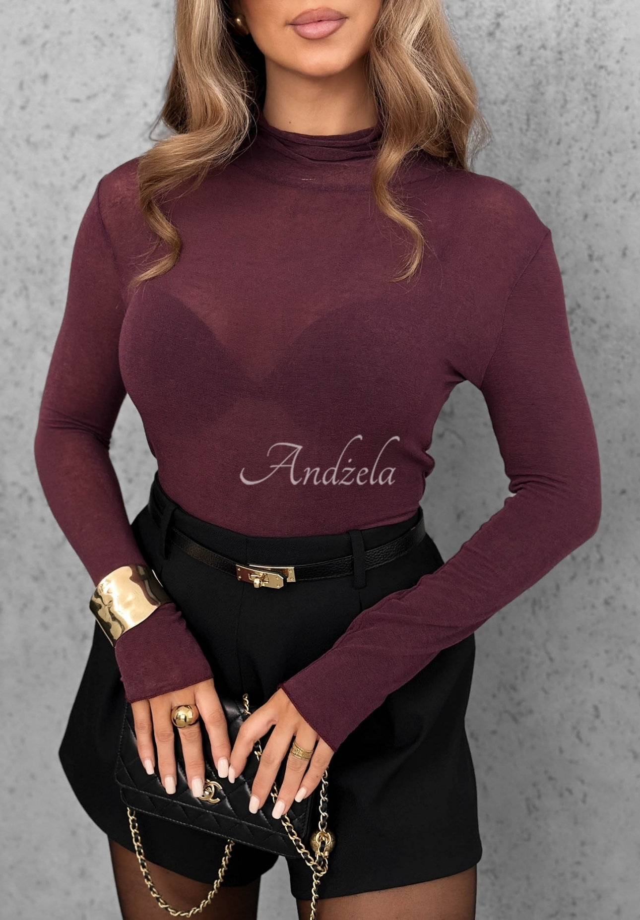 Langarmshirt mit Rollkragen aus Viskose und Kaschmir Soft And Warm  Burgunderrot