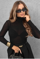 Bluse longsleeve z golfem Soft And Warm Schokoladenbraun