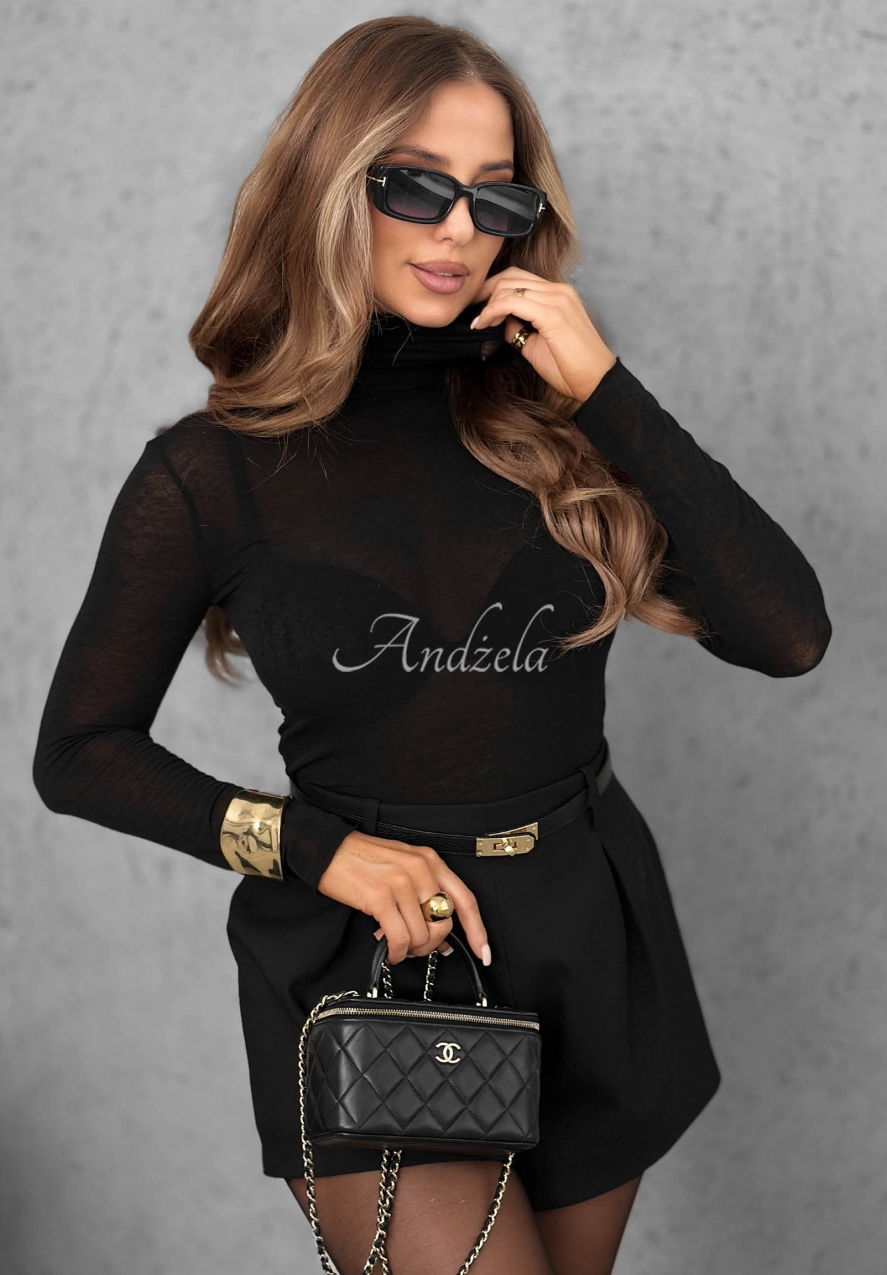 Langarmshirt mit Rollkragen aus Viskose und Kaschmir Soft And Warm  Schwarz