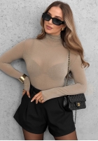 Bluse longsleeve z golfem Soft And Warm Schokoladenbraun