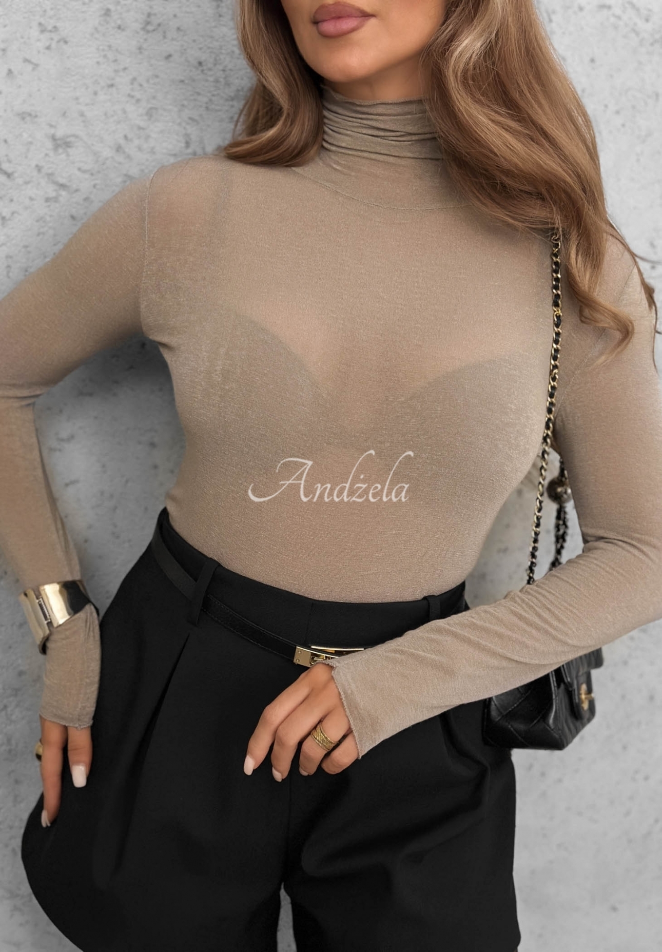 Langarmshirt mit Rollkragen aus Viskose und Kaschmir Soft And Warm  Beige