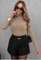 Bluse longsleeve z golfem Soft And Warm Schokoladenbraun