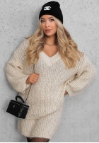 Sweterkowa Kleid mini z dekoltem w serek Cloud Hug Mokkafarben