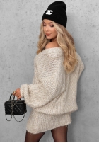 Sweterkowa Kleid mini z dekoltem w serek Cloud Hug Mokkafarben