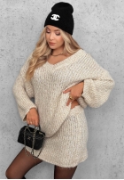 Sweterkowa Kleid mini z dekoltem w serek Cloud Hug Mokkafarben
