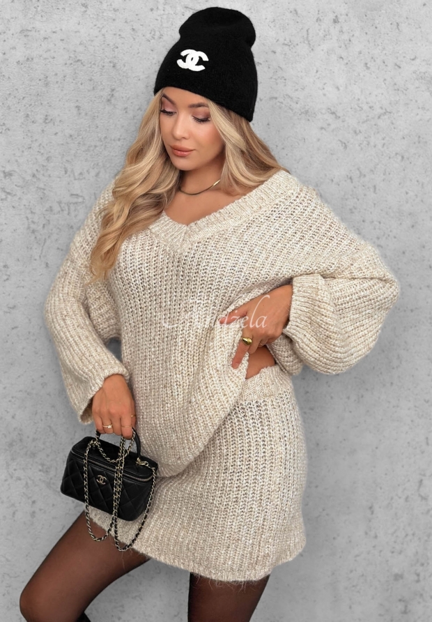 Strick-Set Pullover und Minirock mit Wollanteil Cloud Hug Beige