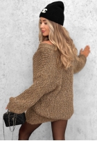 Sweterkowa Kleid mini z dekoltem w serek Cloud Hug Mokkafarben