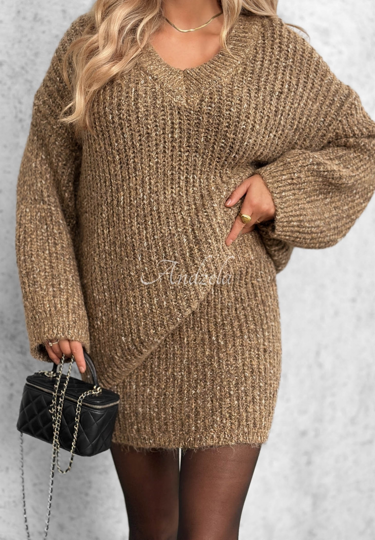 Strick-Set Pullover und Minirock mit Wollanteil Cloud Hug Mokkafarben