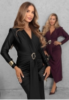 Elegancka Kleid maxi z marszczeniami So Elegant Burgunderrot