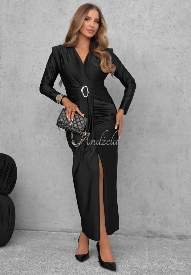 Ein elegantes Maxikleid mit Raffungen und Viskose So Elegant Schwarz