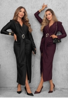 Elegancka Kleid maxi z marszczeniami So Elegant Burgunderrot