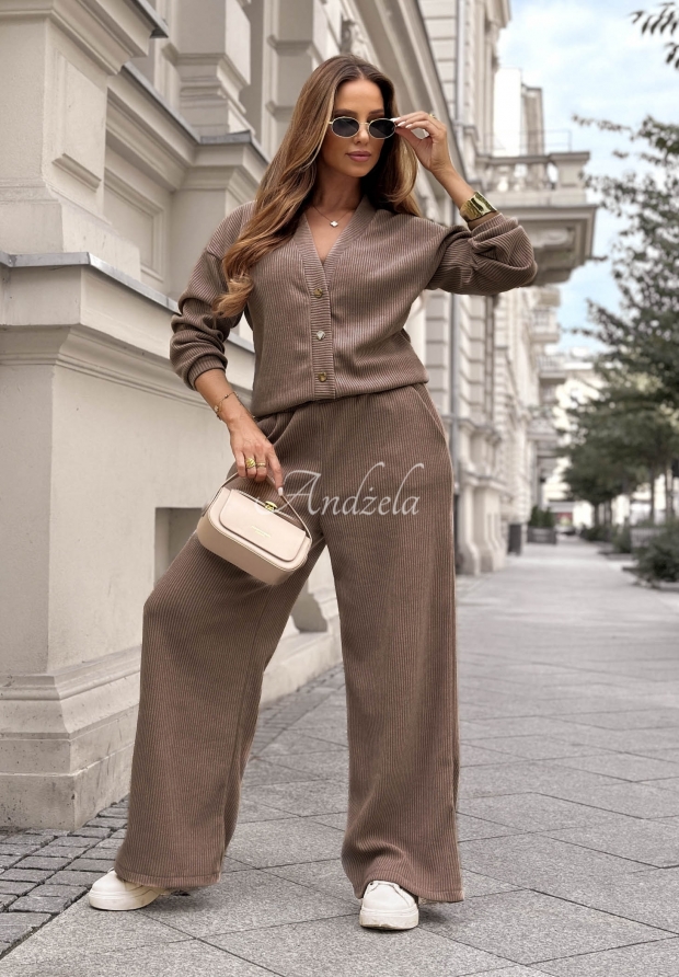 Cord-Set Sweatshirt und Hose wide leg aus Baumwolle Simple Escape Mokkafarben