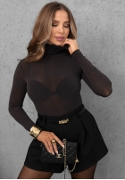 Bluse longsleeve z golfem Soft And Warm Schokoladenbraun