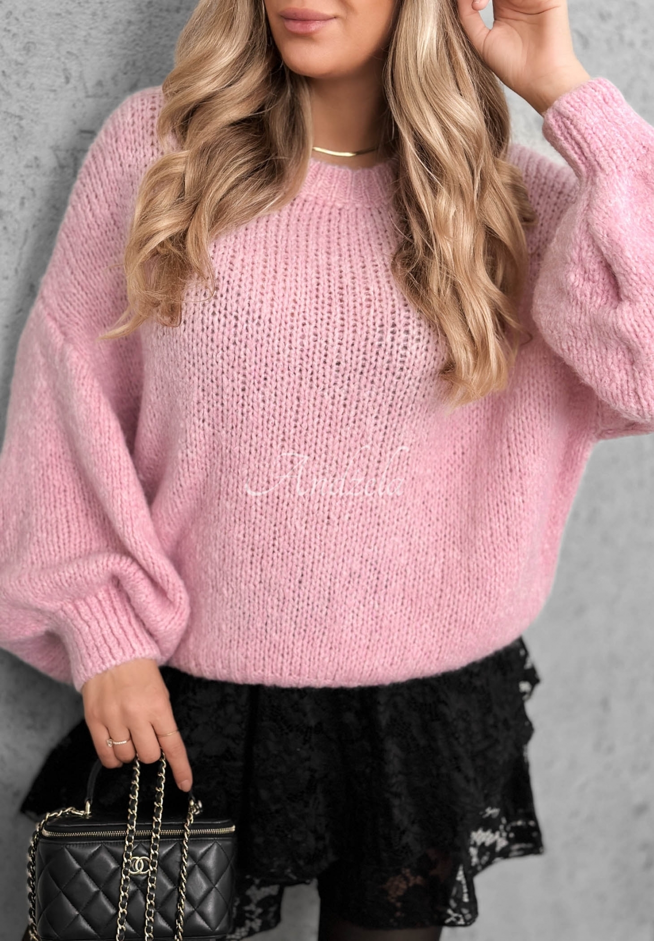 Weicher Oversize-Pullover mit Wolle und Viskose Cloud Babe Puderrosa
