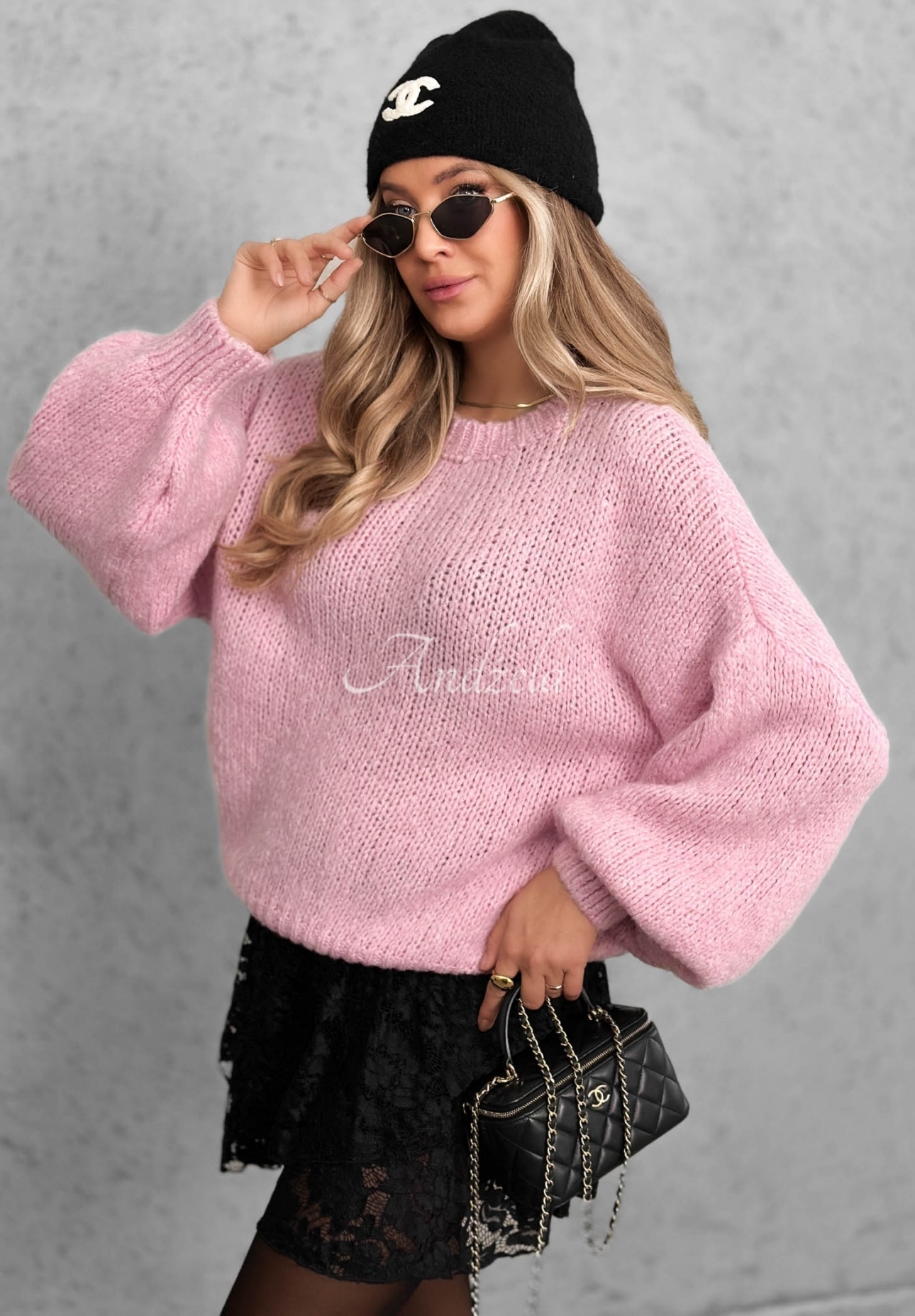 Weicher Oversize-Pullover mit Wolle und Viskose Cloud Babe Puderrosa