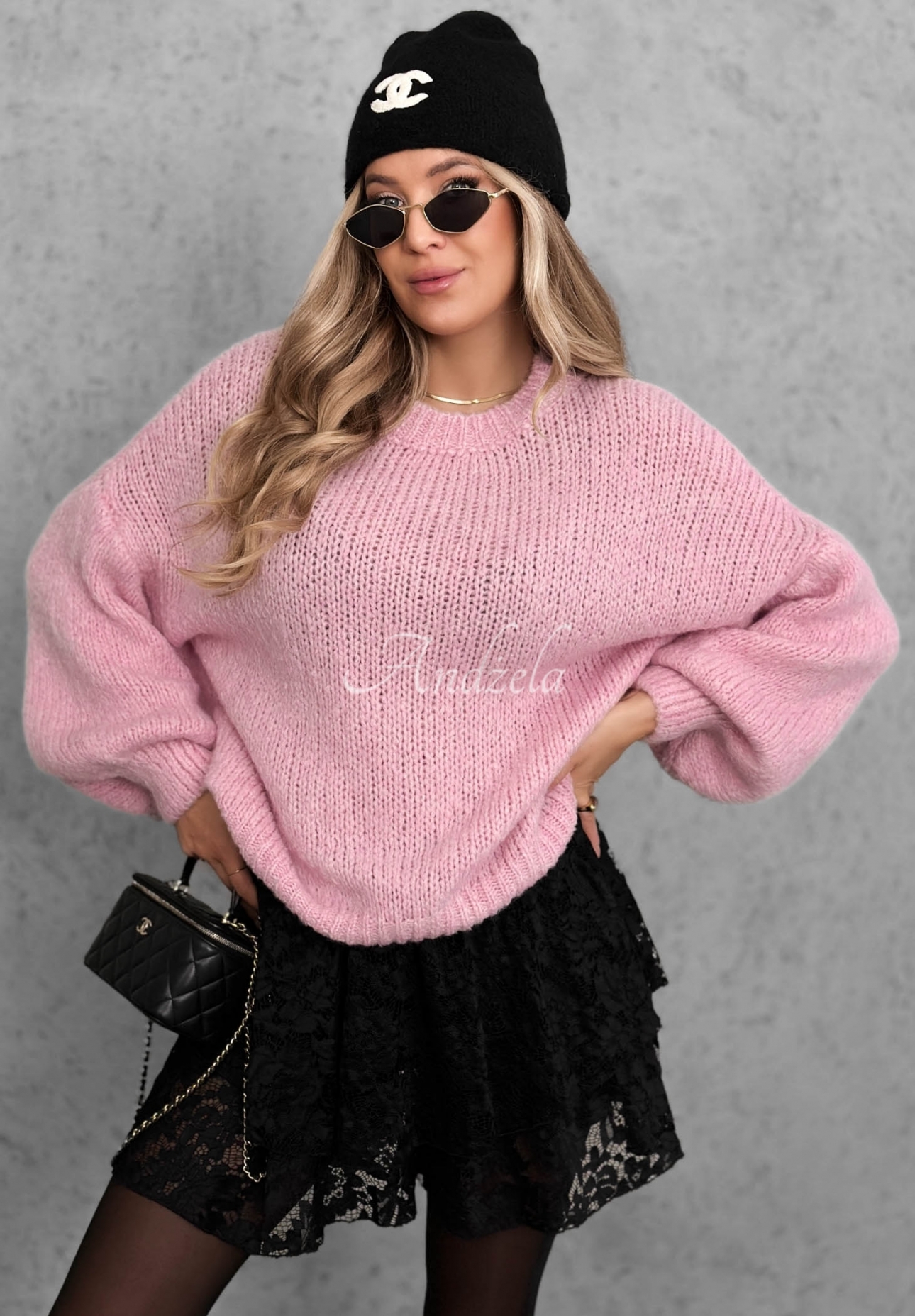 Weicher Oversize-Pullover mit Wolle und Viskose Cloud Babe Puderrosa