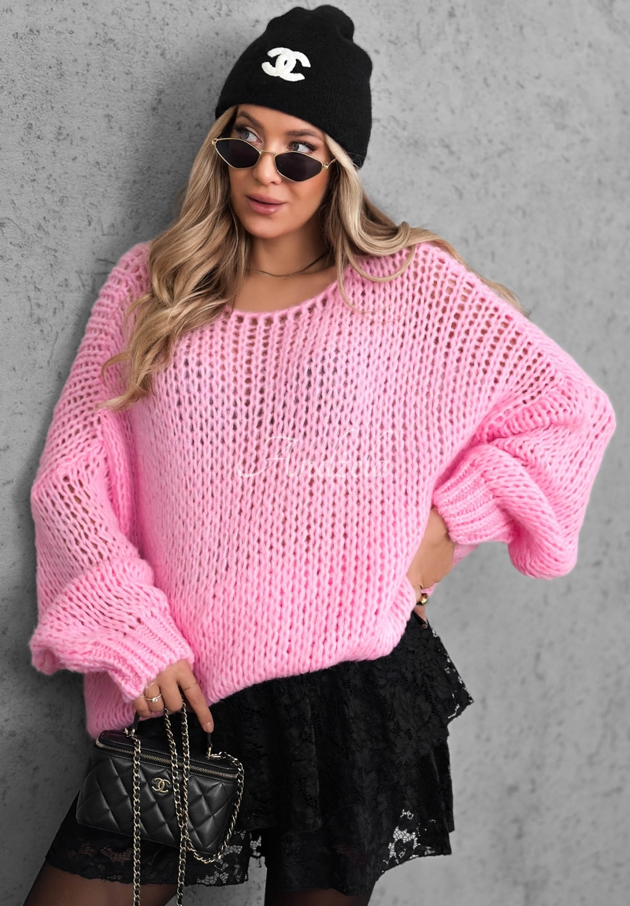 Weicher Oversize Pullover aus Wolle und Viskose Sugar Babe Rosa