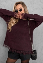 Pullover oversize z koronką Cozy Softness Schokoladenbraun