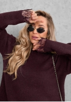 Pullover oversize z koronką Cozy Softness Schokoladenbraun