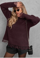 Pullover oversize z koronką Cozy Softness Schokoladenbraun
