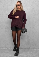 Pullover oversize z koronką Cozy Softness Schokoladenbraun