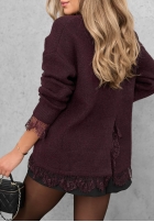 Pullover oversize z koronką Cozy Softness Schokoladenbraun