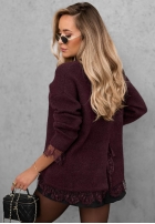 Pullover oversize z koronką Cozy Softness Schokoladenbraun