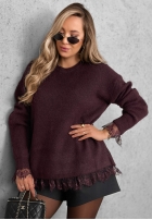 Pullover oversize z koronką Cozy Softness Schokoladenbraun