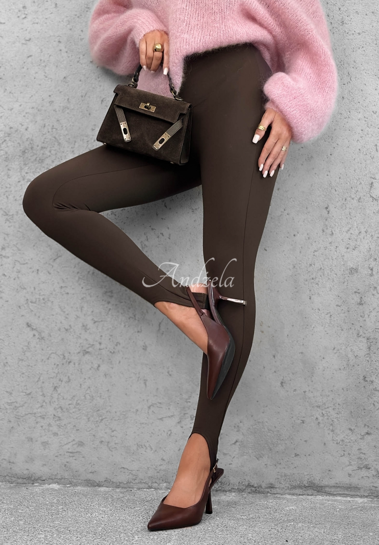 Viskose-Leggings mit Fußsteg Personal Touch Schokoladenbraun