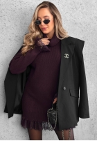 Prążkowany Pullover z golfem i koronką Autumn Spell Schokoladenbraun