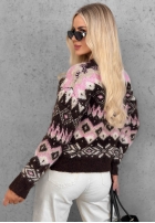 Pullover Mit Muster Cinnamon Roll czekoladowo-Rosa