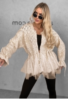 Ozdobnie pleciony Cardigan z perełkami i tiulem Blush Darling Schwarz