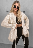 Ozdobnie pleciony Cardigan z perełkami i tiulem Blush Darling Schwarz