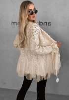 Ozdobnie pleciony Cardigan z perełkami i tiulem Blush Darling Schwarz