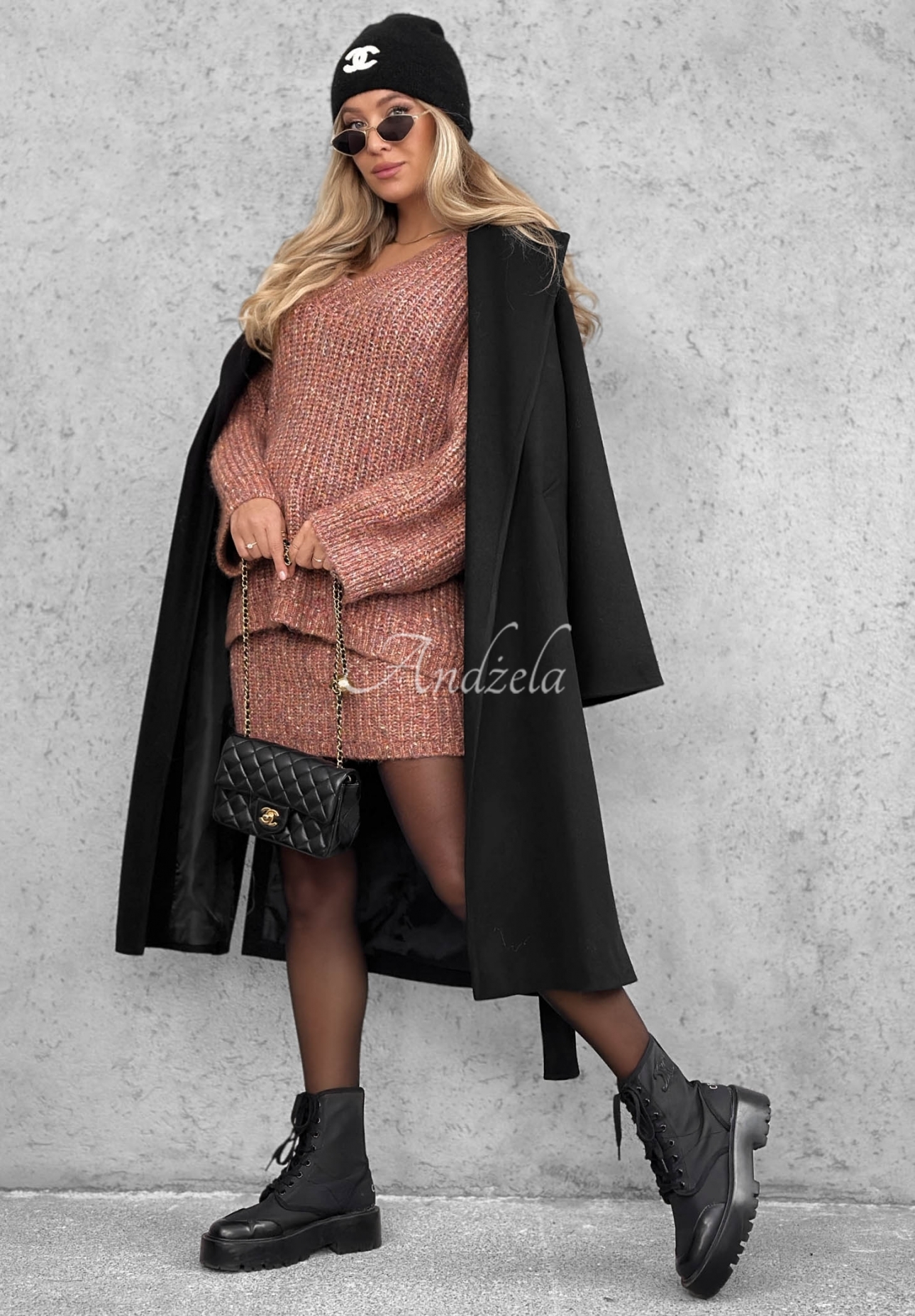 Strick-Set Pullover und Minirock mit Wollanteil Cloud Hug Altrosa